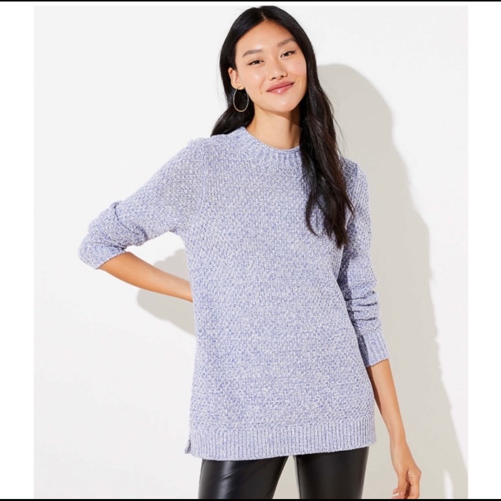 🌷NWT LOFT purple and white sweater size large